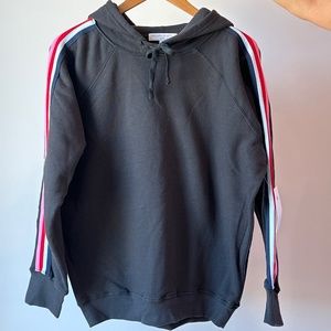 Spiritual Gangster Grateful Stripe Hoodie Gray Multicolored Stripes on Arm